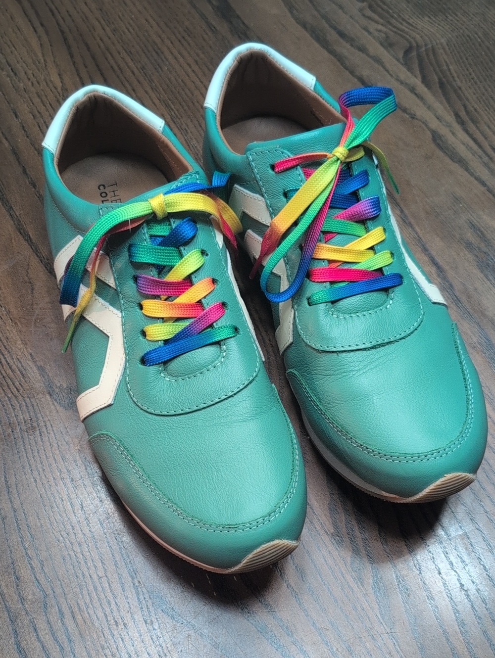 Teal Women's Lace-Up Jessie Sneakers with Rainbow Laces by The Root Collective